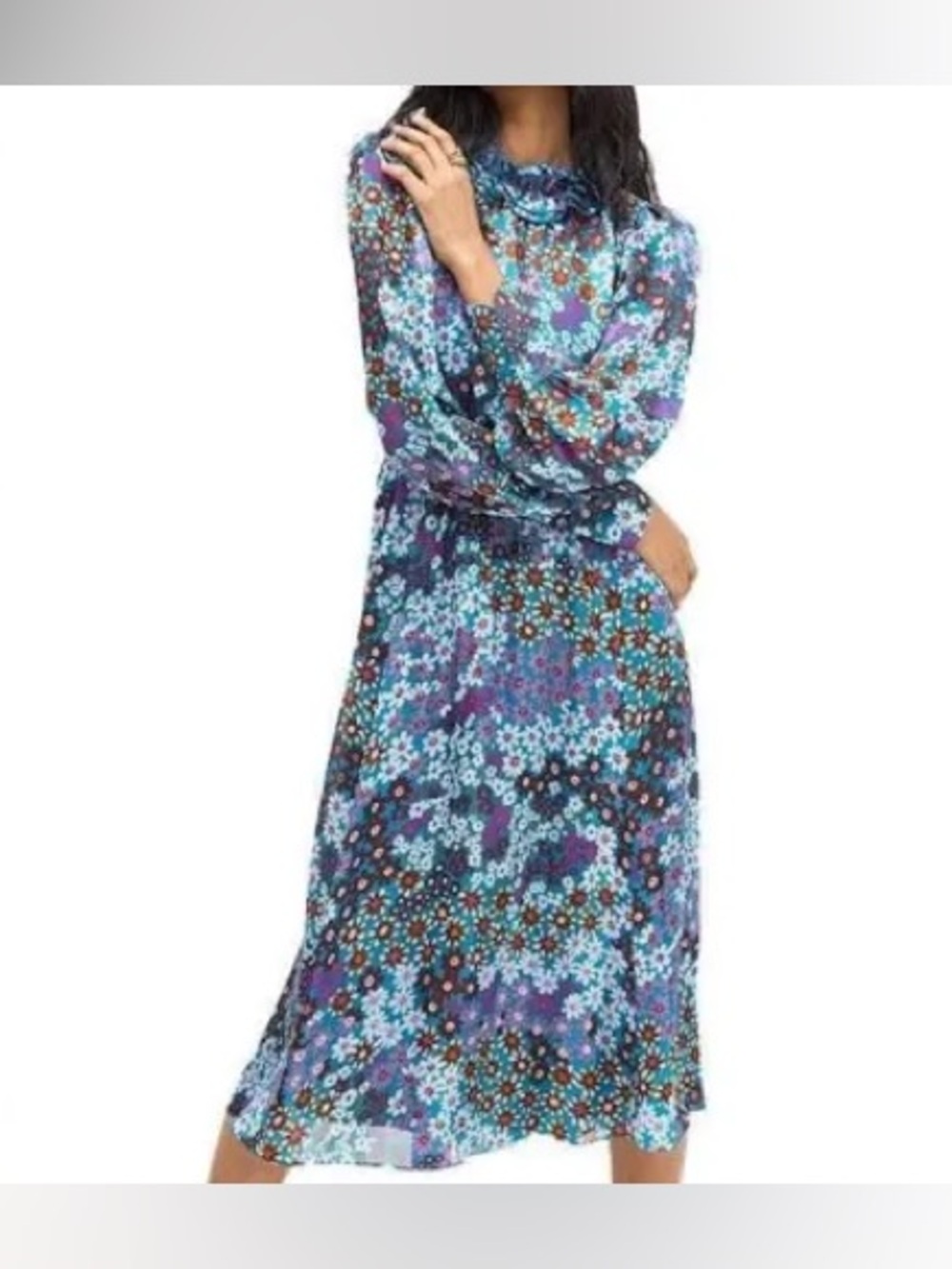 NWOT Kate Spade New York Pacific Petals Knit Midi Dress | Aruba Blue Size M